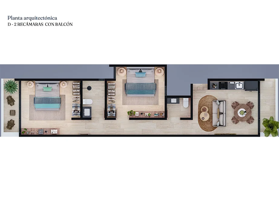 D | 2 RECÁMARA CON BALCÓN